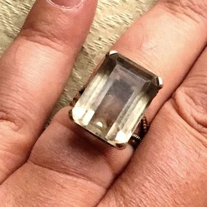 Rare 10k gold smoky citrine statement ring